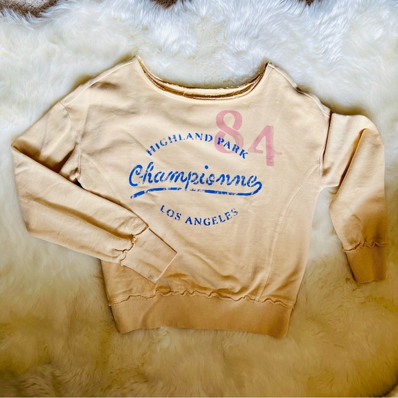 🆕 NWT Anthropologie|Maeve Highland Park Graphic Distressed Sweatshirt - XS - Picture 2 of 9